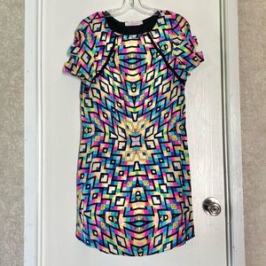 Alice & Trixie 100% Silk Geometric Mini Dress with Cut Out Sleeves